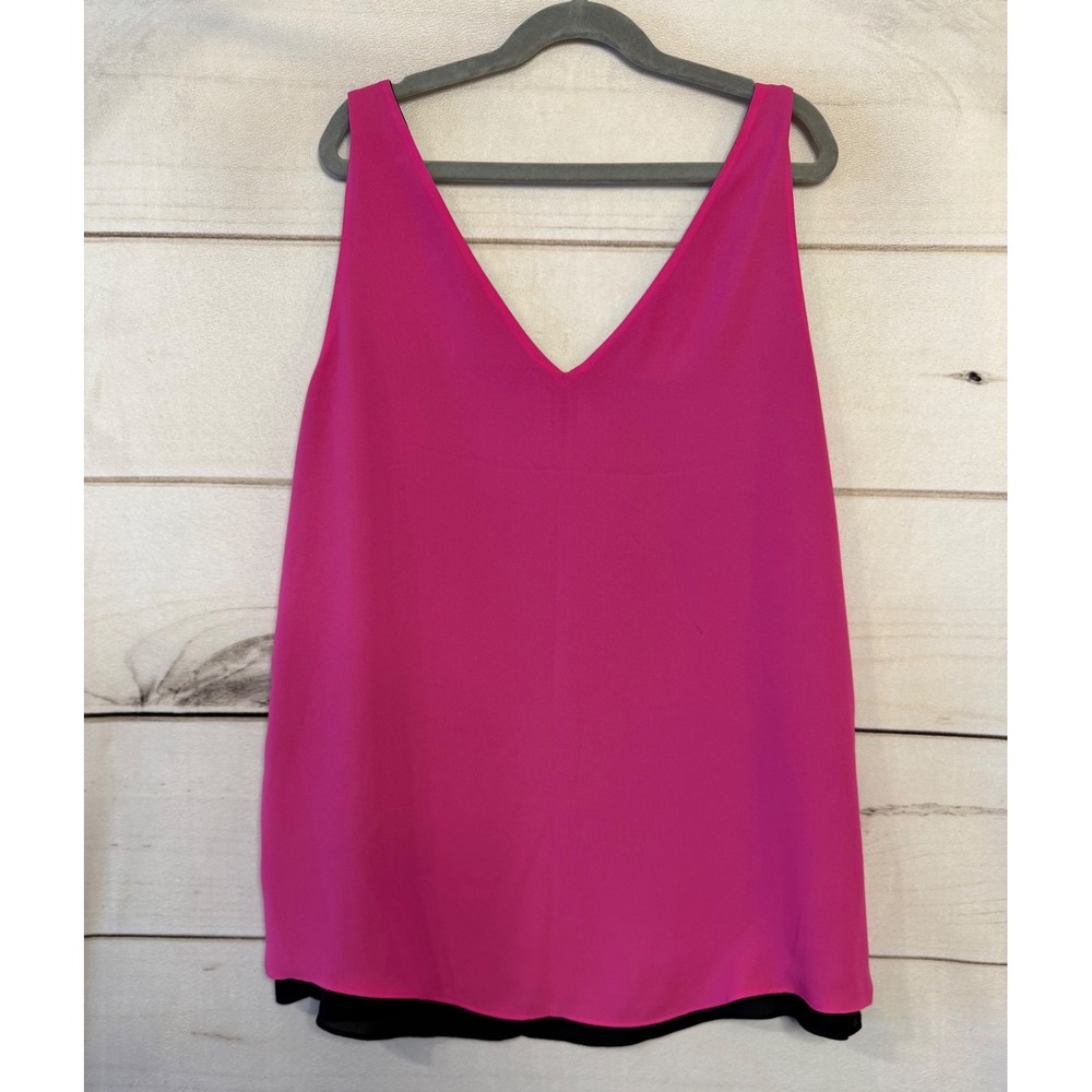 Lilly Pulitzer Reversible V Neck Tank Top Bright Pink Black Size M - Picture 6 of 7
